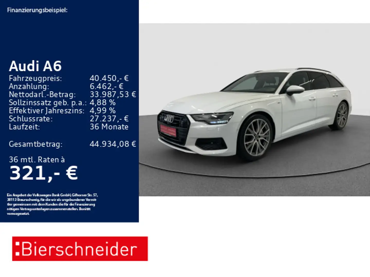 Audi A6 Av 40 TDI S-Line Black 20 AHK B&O ACC 360 Weiß - 1