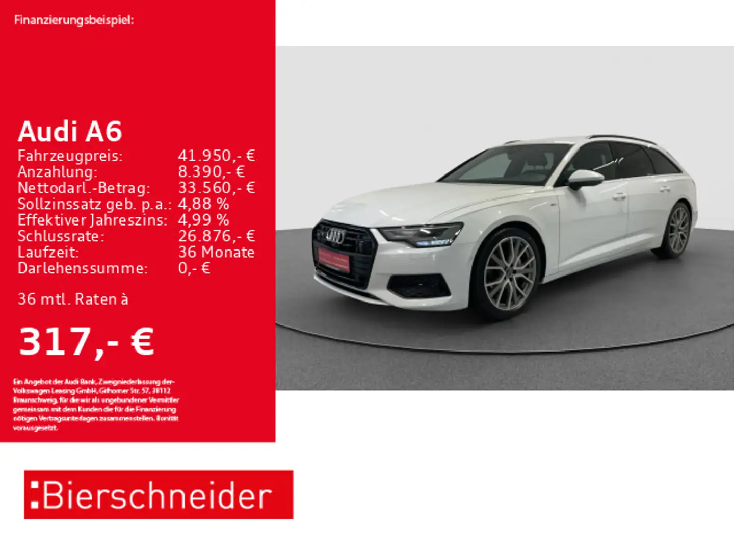 Audi A6 Av 40 TDI S-Line Black 20 AHK B&O ACC 360 Білий - 1