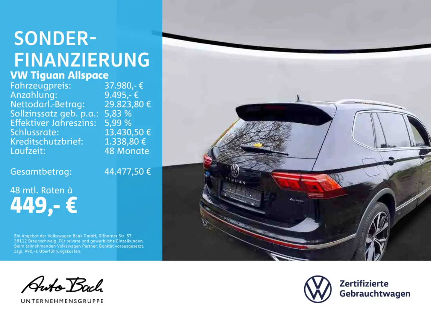 Volkswagen Tiguan Allspace 2.0TDI R-Line 4M DSG Panorama Hu Schwarz - 2
