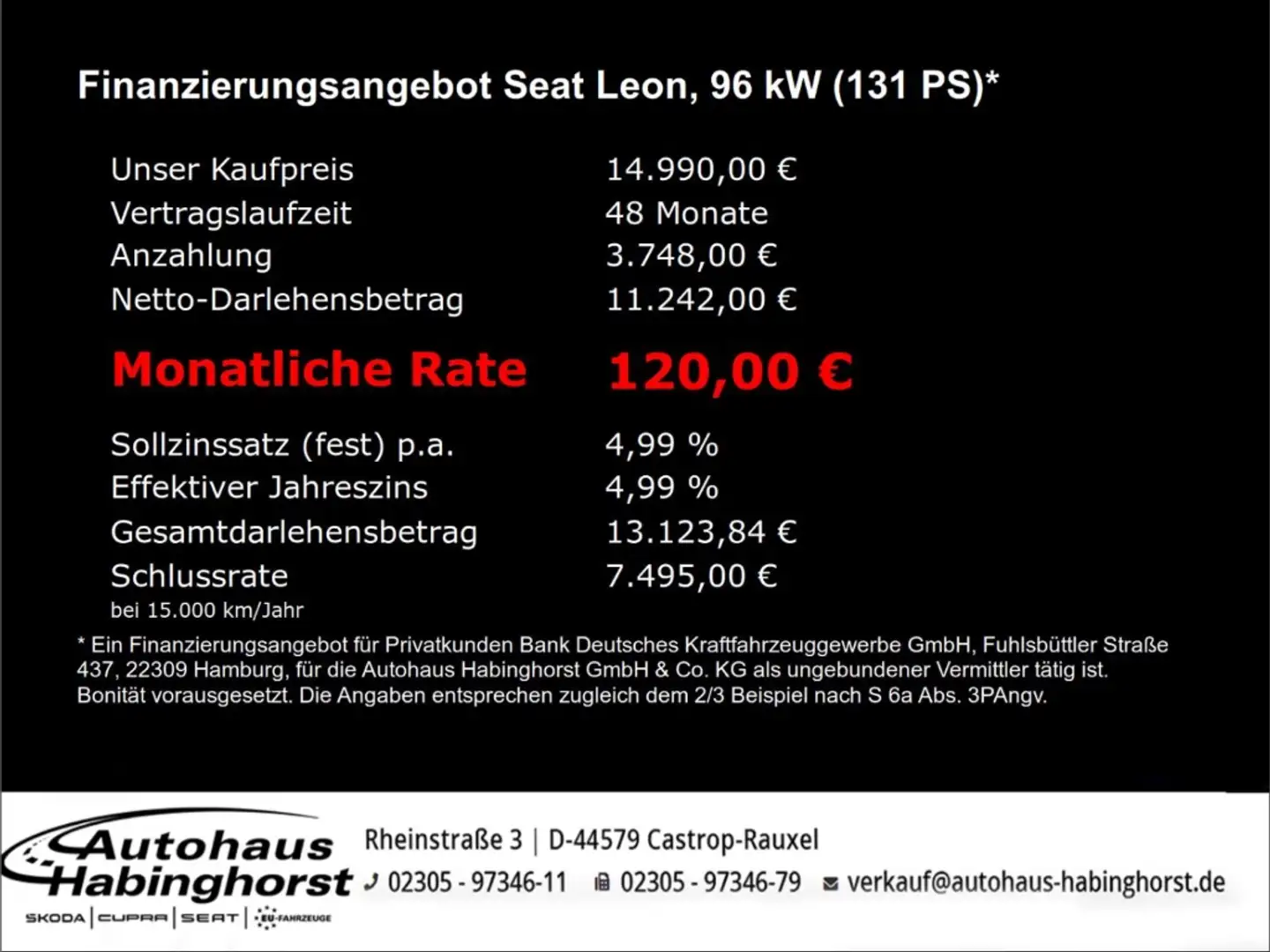 SEAT Leon 1.5 TSI Style Navi LED Shz FullLink Alu Schwarz - 2