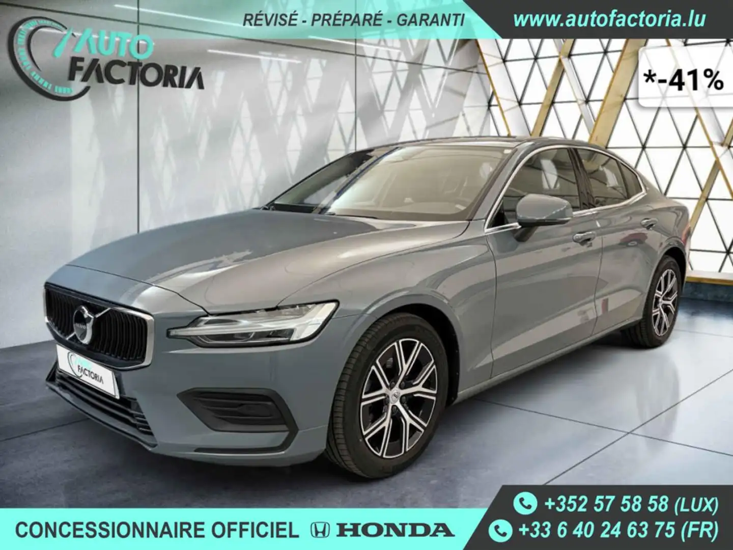 Volvo S60 -41% B4 MHEV 197cv BVA +GPS+CAM+LED+CLIM+Options Gris - 1