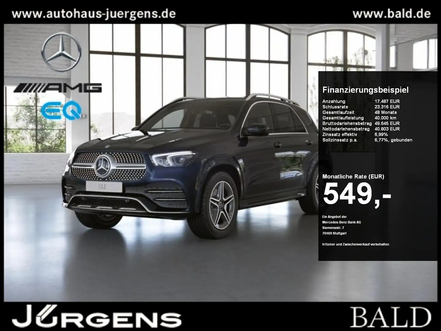 Mercedes-Benz GLE 350 de 4M AMG-Sport/LED/Cam/AHK/Distr/Airm Bleu - 1