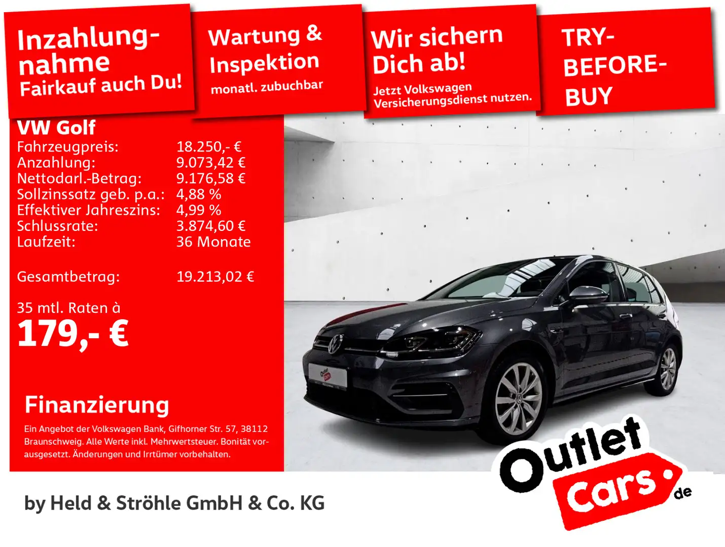 Volkswagen Golf VII Highline R-Line 2.0TDI DSG AHK LED NAVI Grau - 1