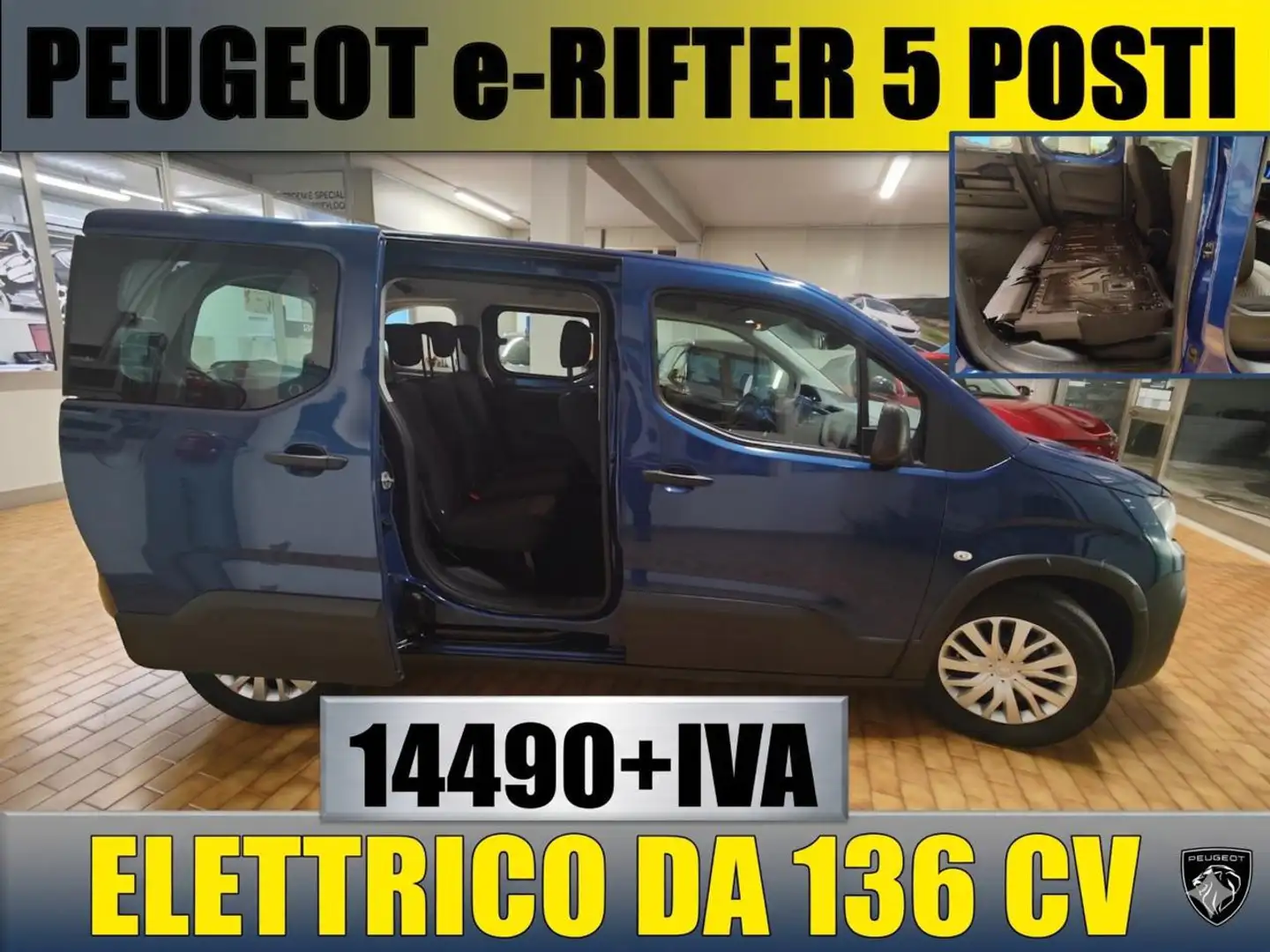 Peugeot e-Rifter 5 POSTI ELETTRICO A PIANALE UNICO Blau - 1