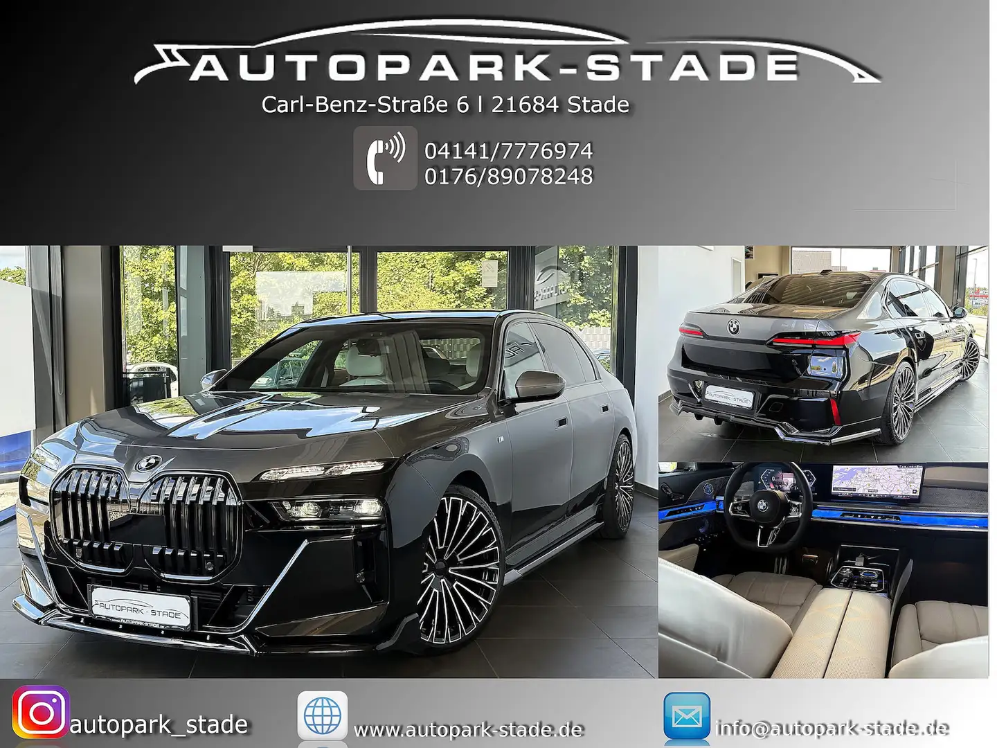 BMW 740 740xd M Sport TwoTone TV Massage Sky Kristal Zwart - 1