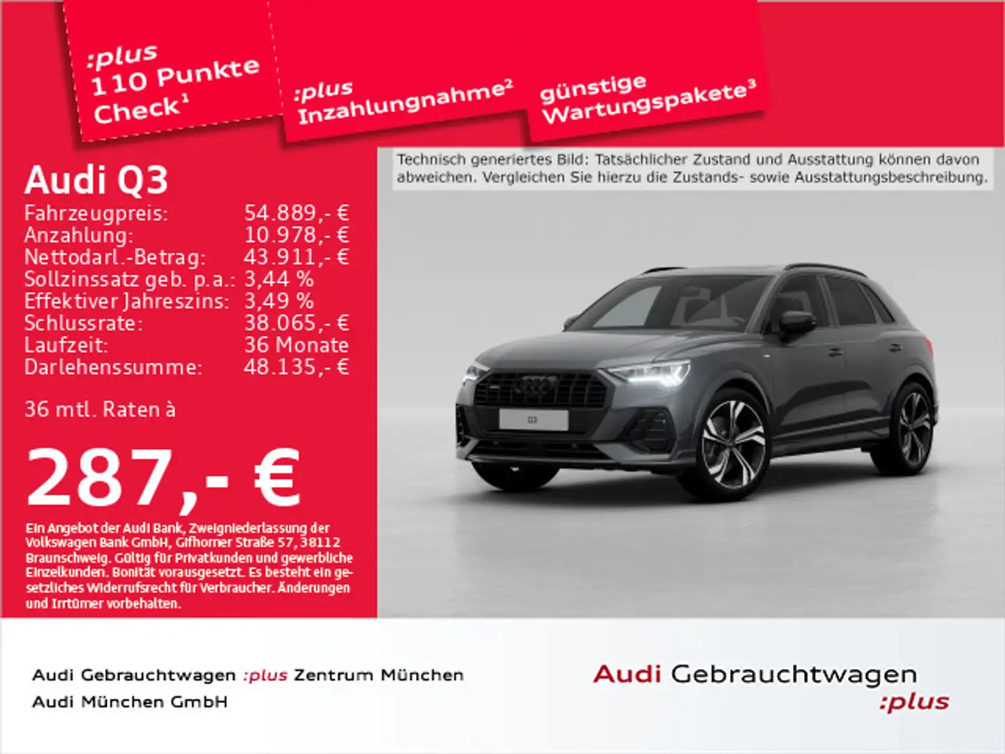 Audi Q3 45 TFSI qu. S tronic S line Pano/ACC/AHK Grau - 1