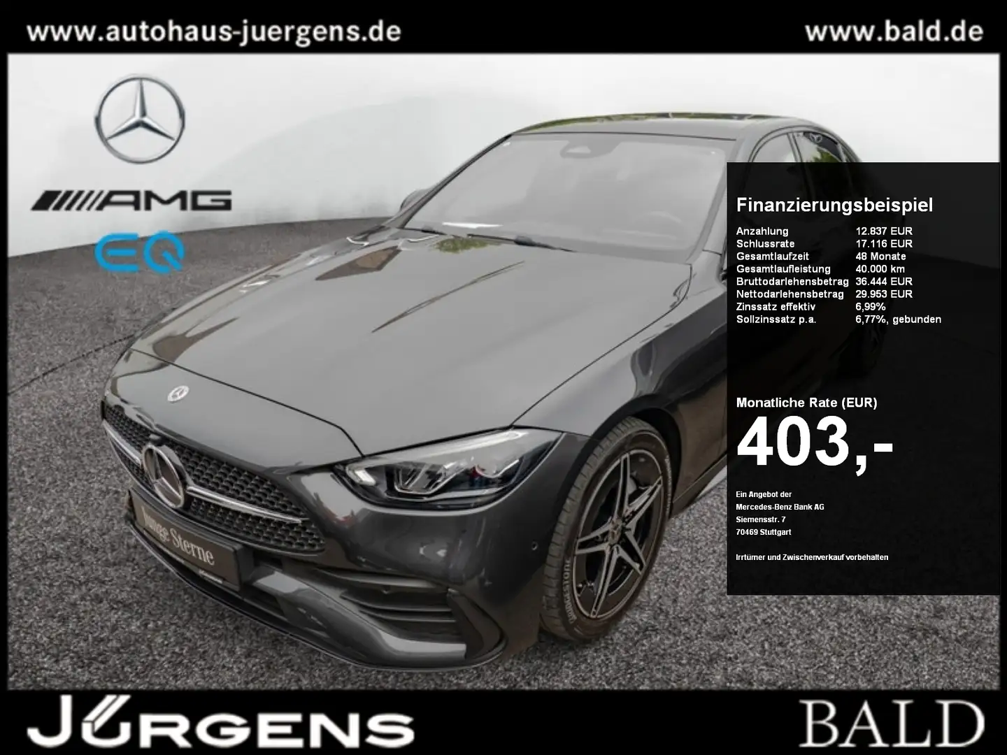 Mercedes-Benz C 180 AMG-Sport/LED/Cam/Pano/Night/Winter/18' Gris - 1