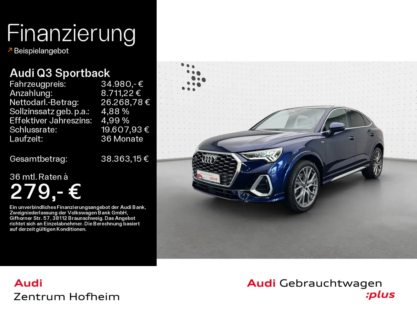 Audi Q3 40 TFSI qu 2x S line S tro*LED*Virt Blauw - 1