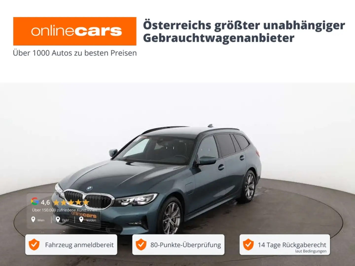BMW 330 e Touring Sport Line Aut LED AHK LEDER NAVI Blau - 1