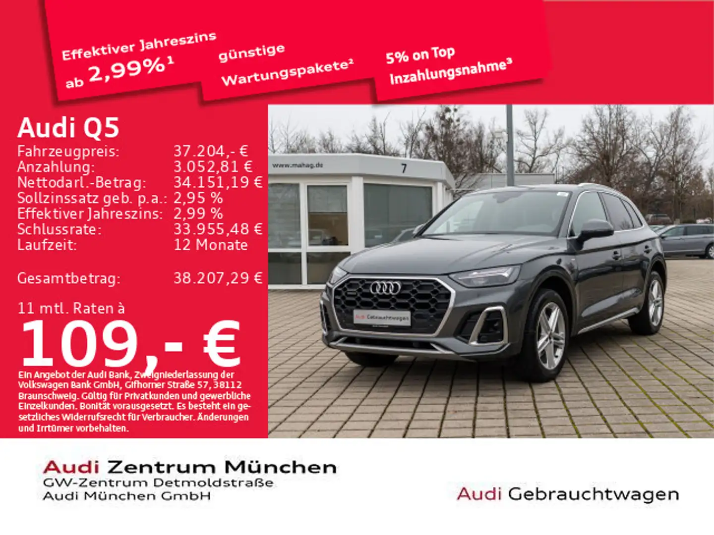 Audi Q5 40 TDI qu. S tronic 2x S line AHK/Navi+/Kamer Grau - 1