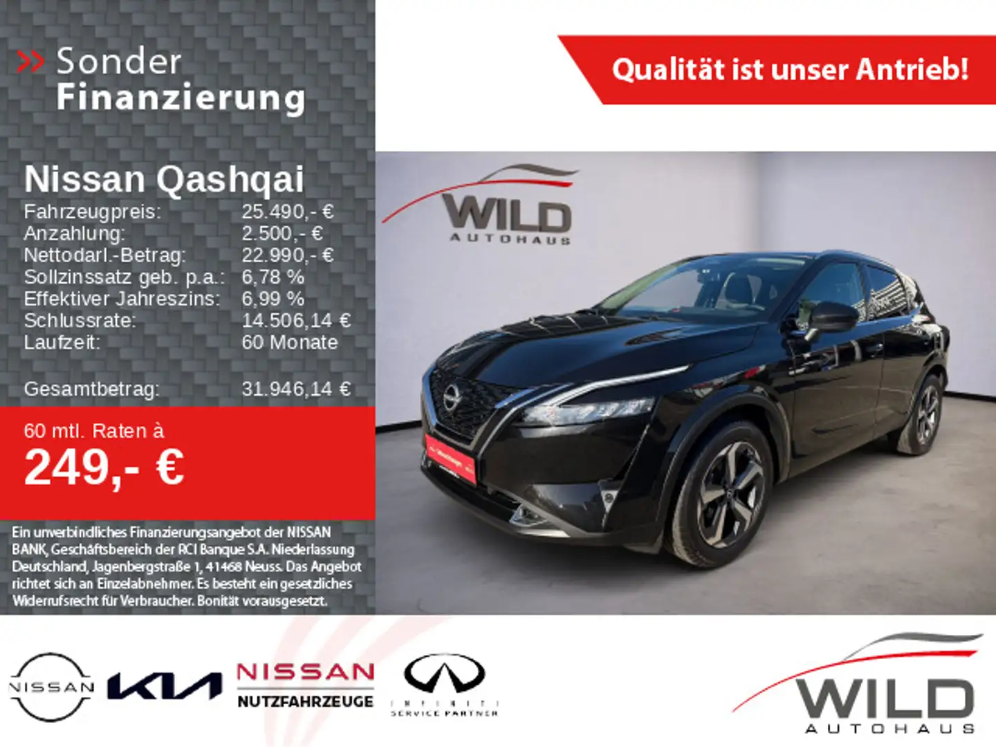Nissan Qashqai 1.3 DIG-T N-Connecta Pano Navi SHZ LED Schwarz - 1