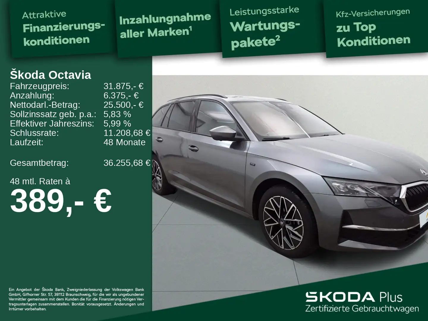 Skoda Octavia 2.0 TDI Tour*GJR*APP*AHK*AREA VIEW*LED* Grau - 1