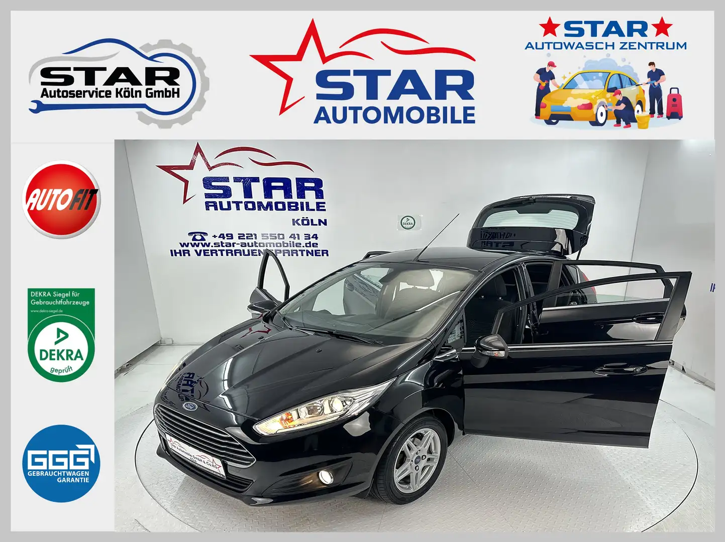 Ford Fiesta Fiesta Titanium*1,0-59KW*SH*KLIMAAUTOM.*ESP*ABS*ZV Schwarz - 1