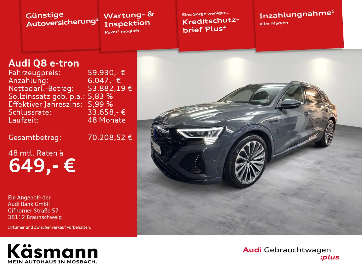 Audi Q8 e-tron S line 55 qu AHK HUD 360° MATRIX B&O Grau - 2