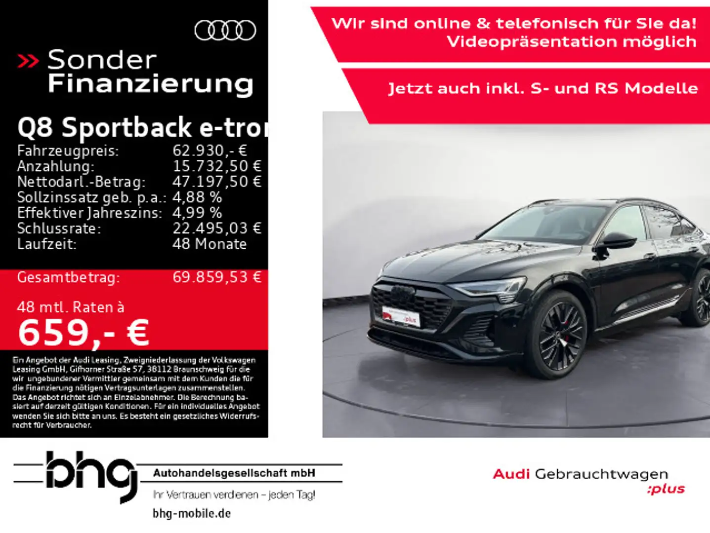 Audi Q8 e-tron Q8 e-tron Sportback 55 quattro S-line Matrix/AHK Schwarz - 1