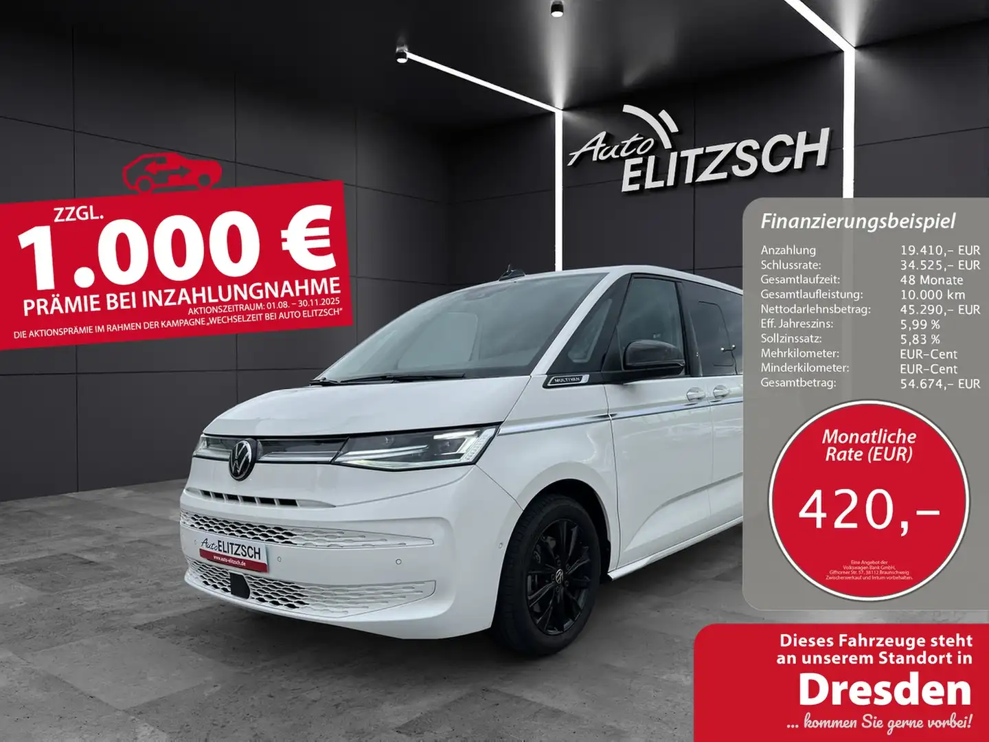 Volkswagen T7 Multivan Style DSG TSI IQ-LED AHK H&K Weiß - 1