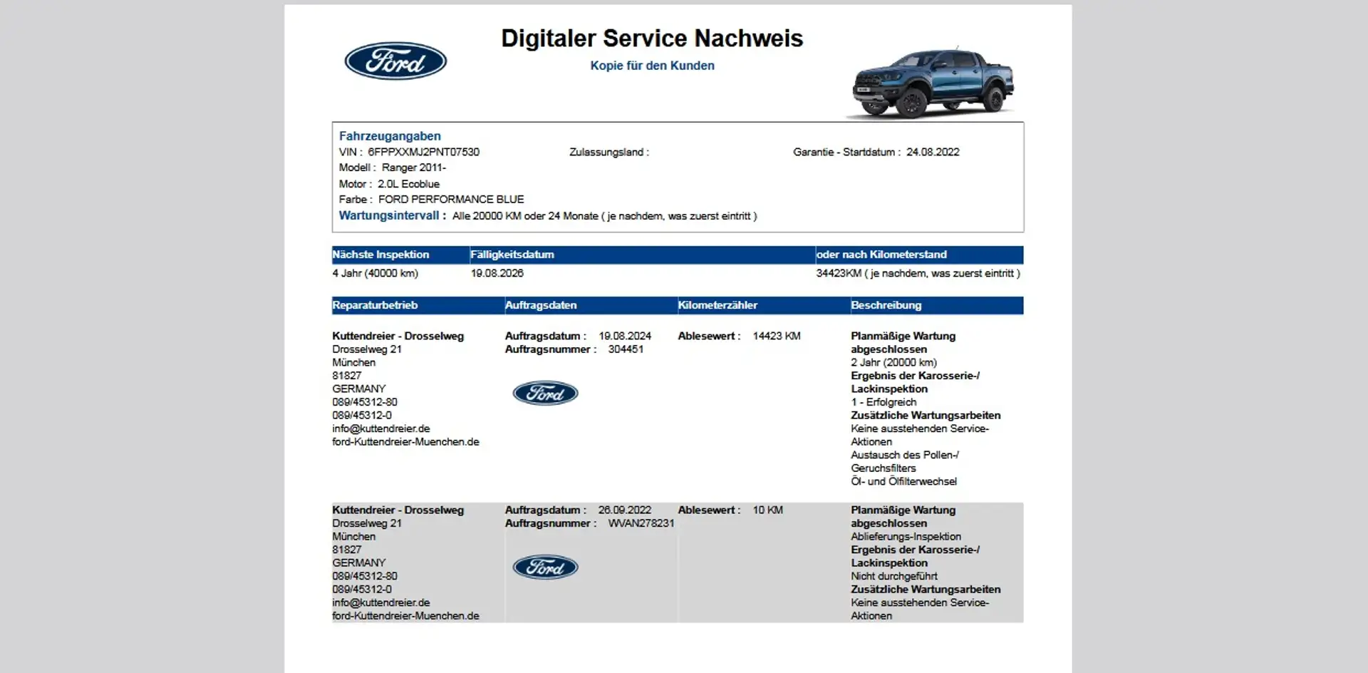 Ford Ranger Raptor Panther 4x4 Doppelkabine AHK Blau - 2
