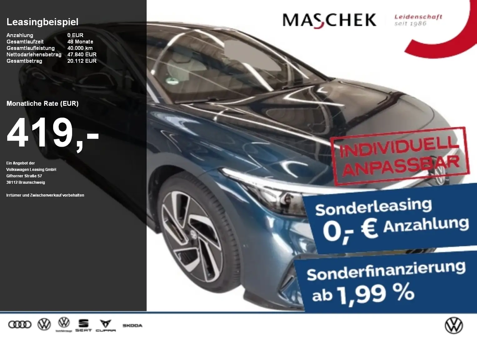 Volkswagen ID.7 Pro Sonderleasing! IQLight Wärmep Anschlussg AHK H Blau - 1