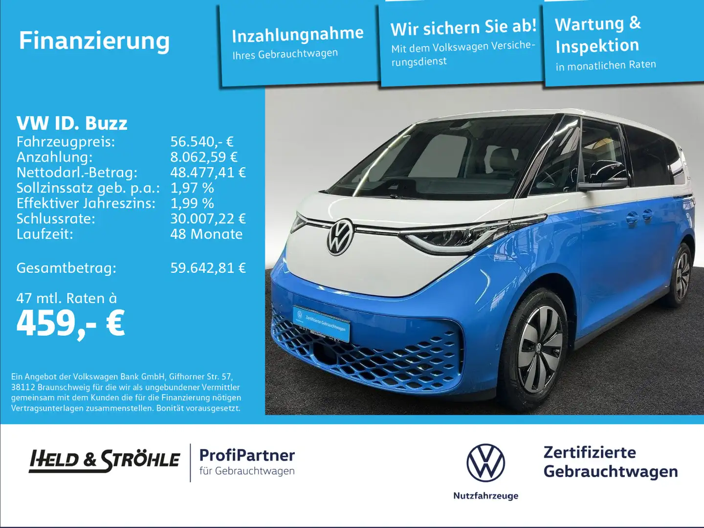 Volkswagen ID. Buzz ID.Buzz Pro 210 kW AHK FLEXBOARD MASSAGE IDA KAM Blu/Azzurro - 1