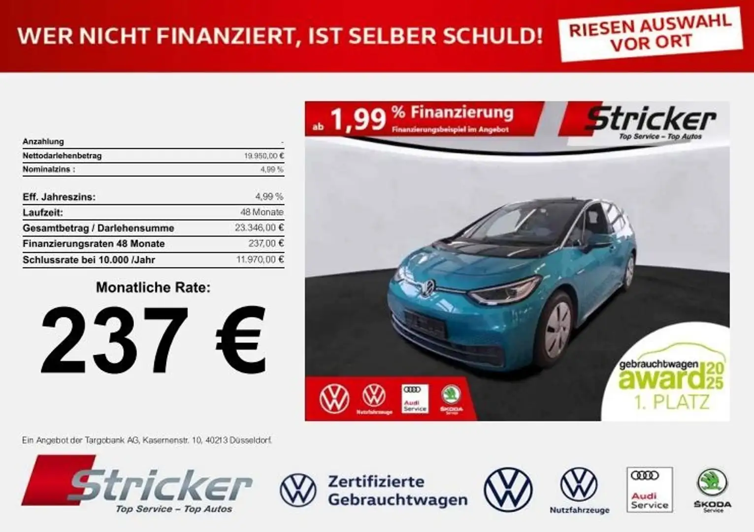 Volkswagen ID.3 Max 150/58 237,-ohne Anzahlung Pano ACC Wärmepump Blau - 1