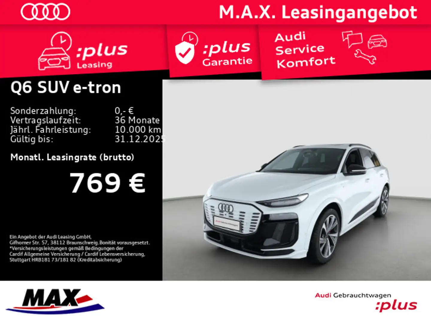 Audi Q6 e-tron QUATT S LINE MATRIX+PANO+AHK+HUD+RAUTE Weiß - 1