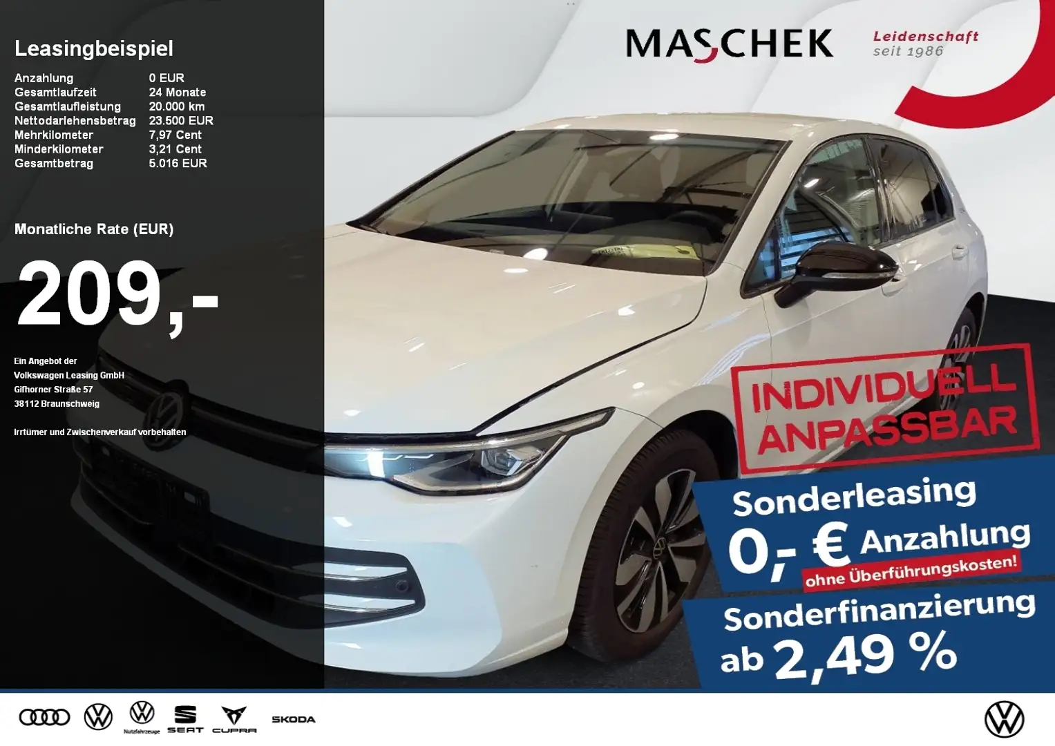 Volkswagen Golf Goal 1.5 TSI AHK Navi Sitzh Lenkh PDC ACC Weiß - 1