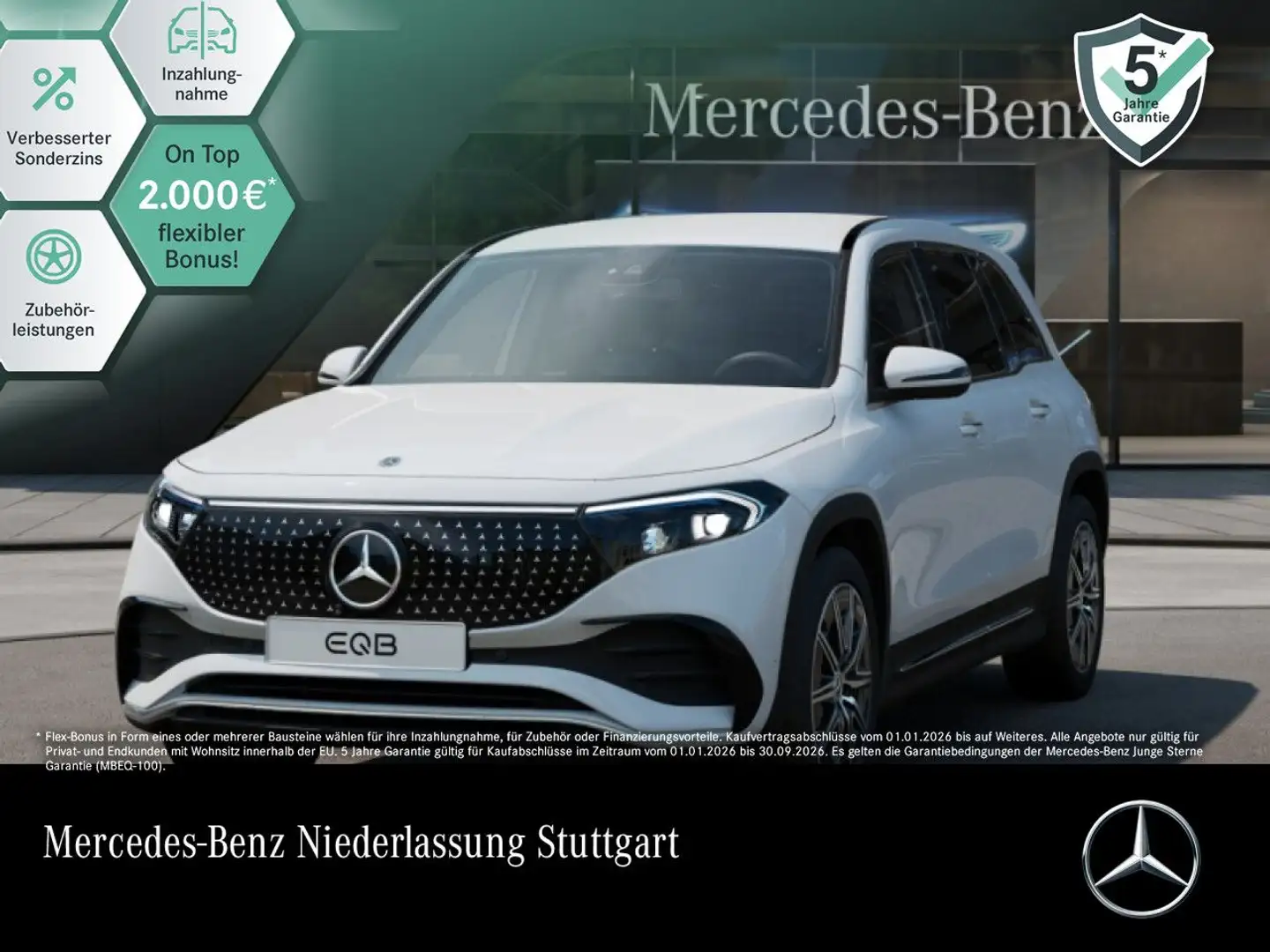 Mercedes-Benz EQB 250 AMG+PREMIUM+360+MEMORY+BURMESTER+HUD+SPUR Weiß - 1
