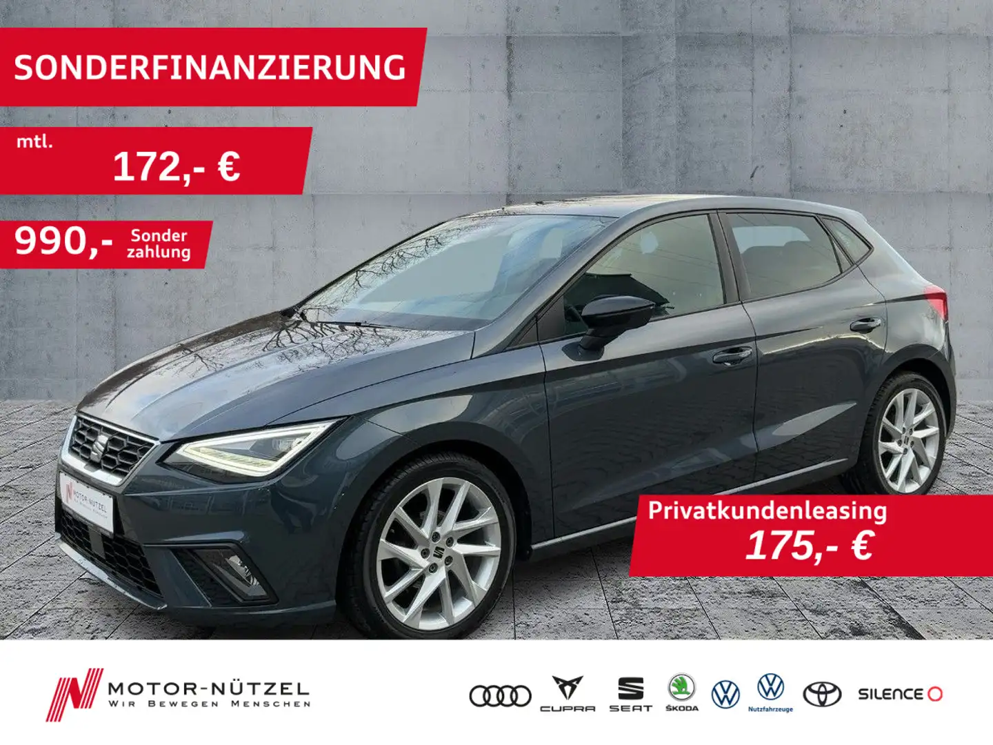 SEAT Ibiza 1.0TSI FR LED+NAVI+APP+SHZ+GRA+PDC+DAB+17" Grau - 1
