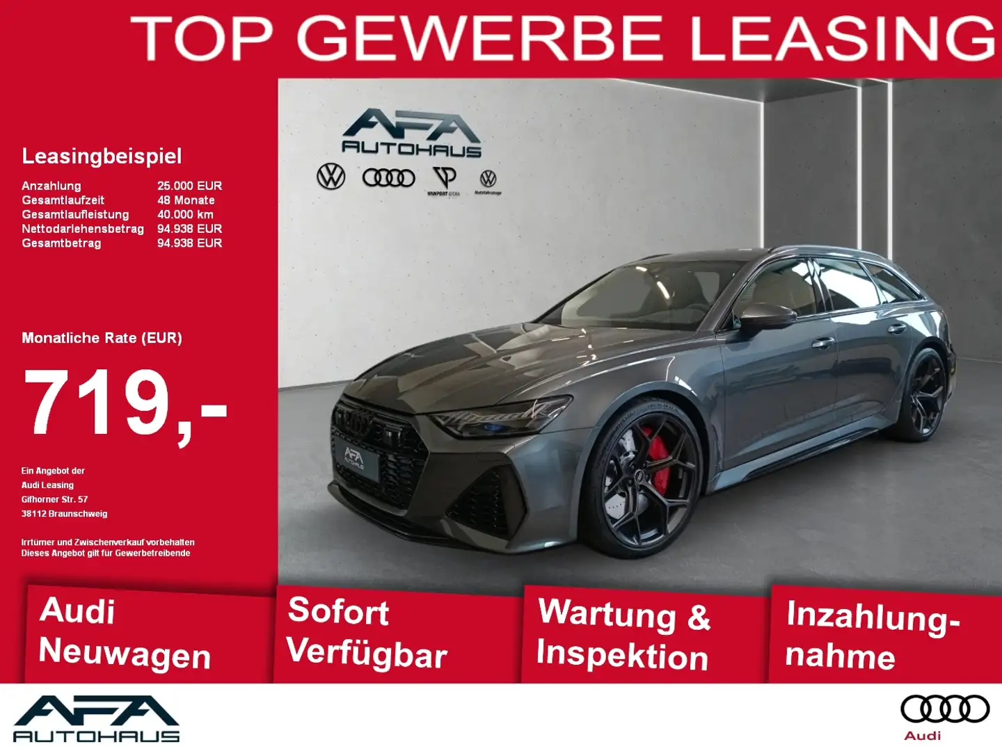 Audi RS6 Avant 4.0 TFSI Perf. HDMatrix*StdHz*B&O*AHK Gris - 1