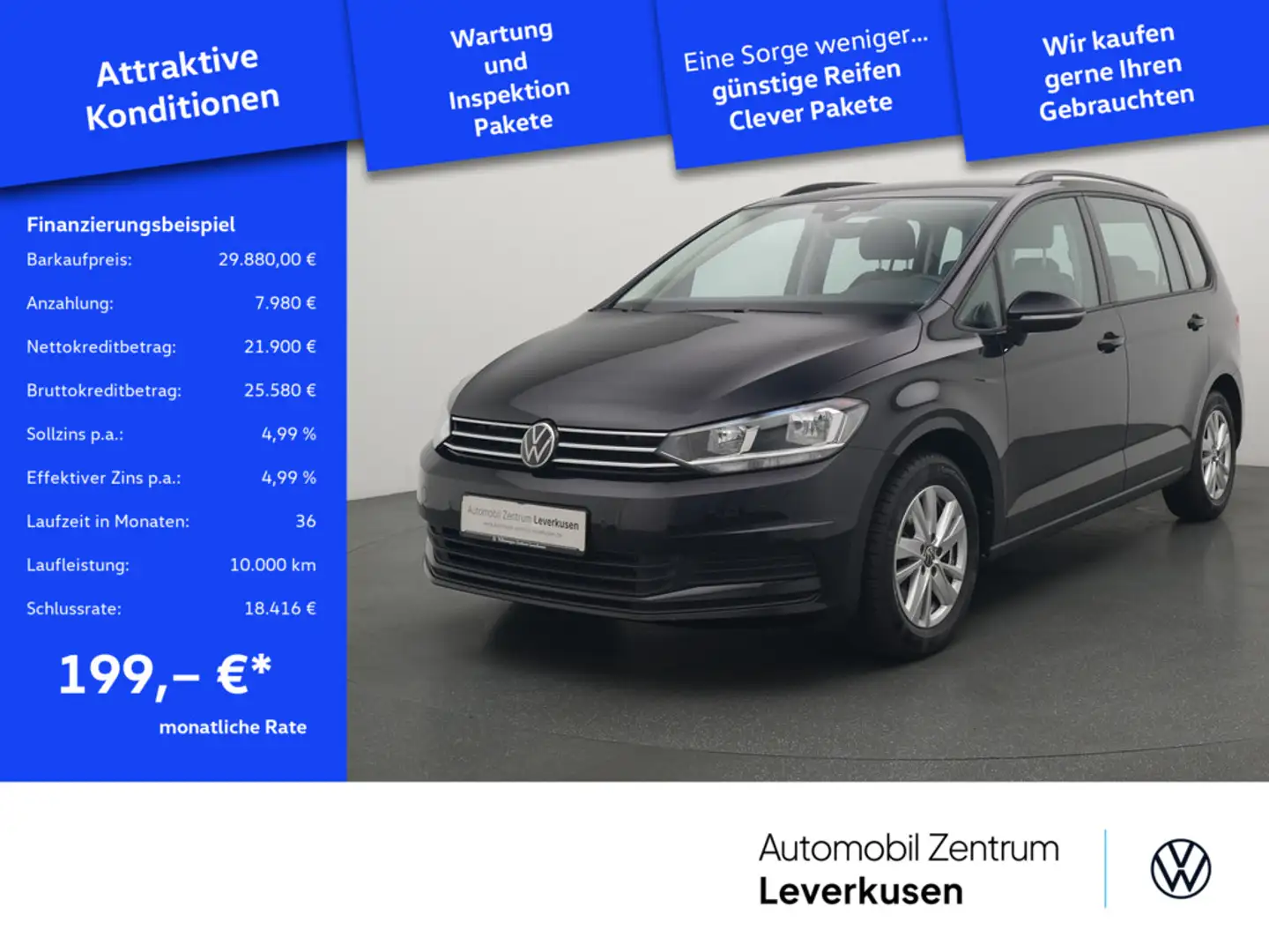 Volkswagen Touran Comfortline 7-SITZER AHK NAVI VIRT ACC Schwarz - 1