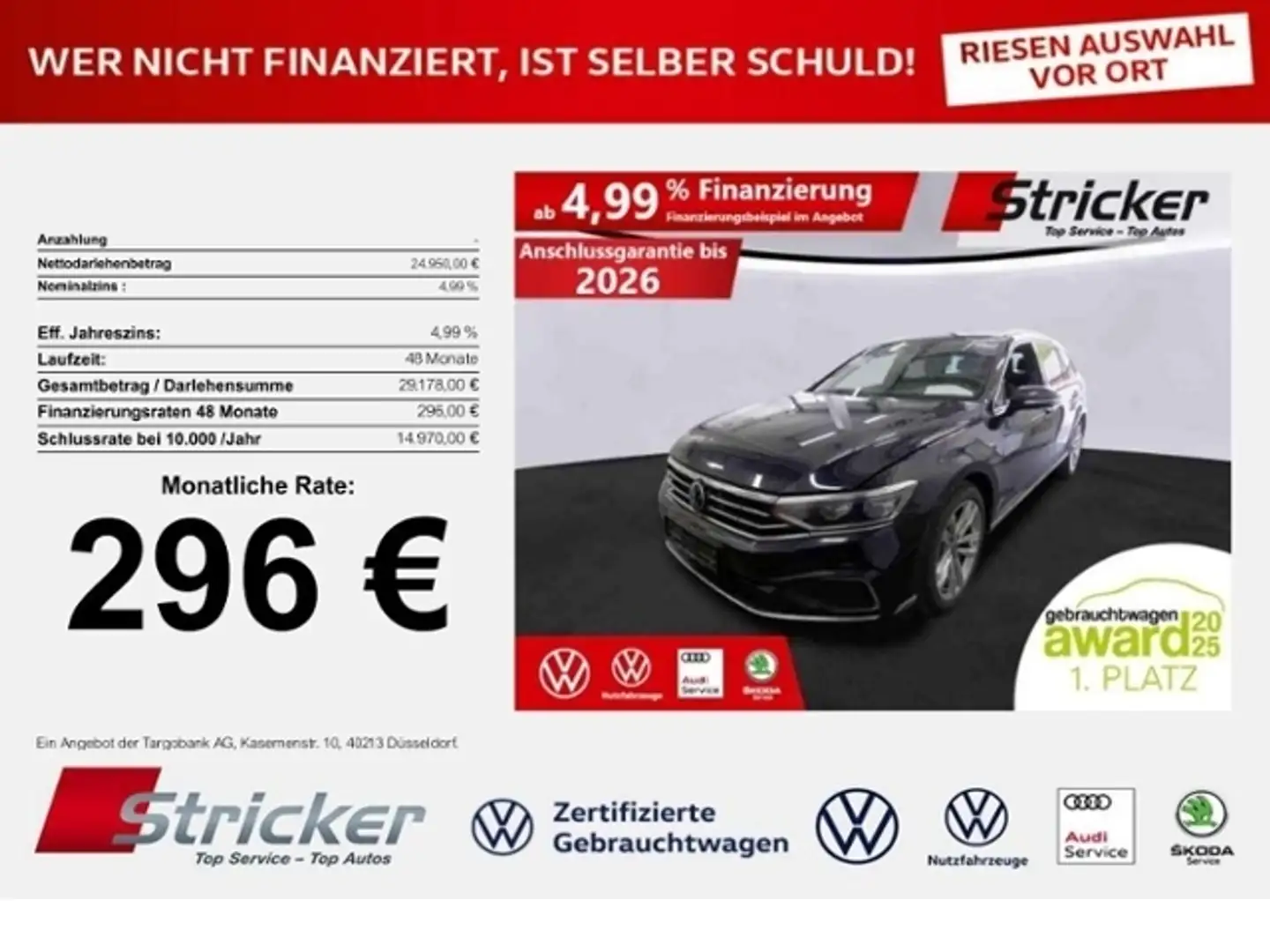 Volkswagen Passat Variant GTE 1.4TSI DSG 296,-ohne Anzahlung AHK Standh. Schwarz - 1