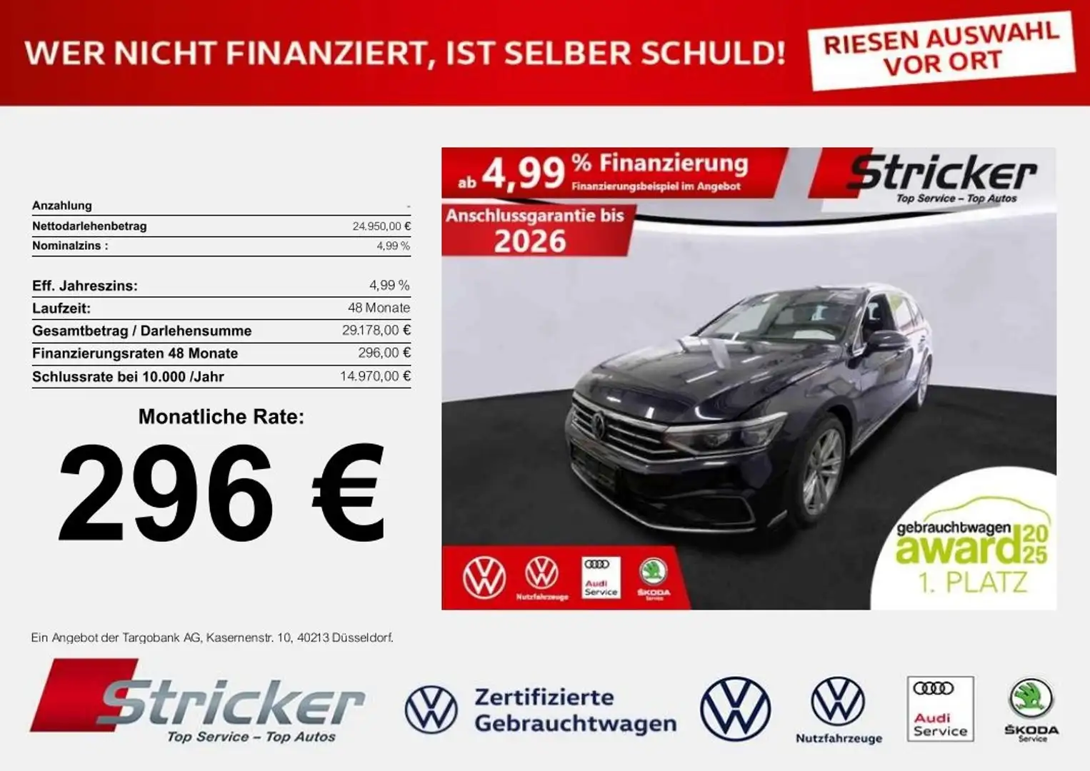 Volkswagen Passat Variant GTE 1.4TSI DSG 296,-ohne Anzahlung AHK Standh. Schwarz - 2