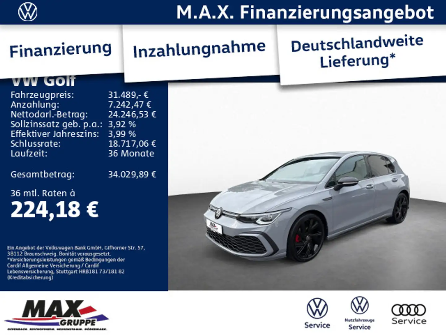 Volkswagen Golf VIII GTD 2.0 TDI DSG BLACKSTYLE LED+KAM+NAV Gris - 1