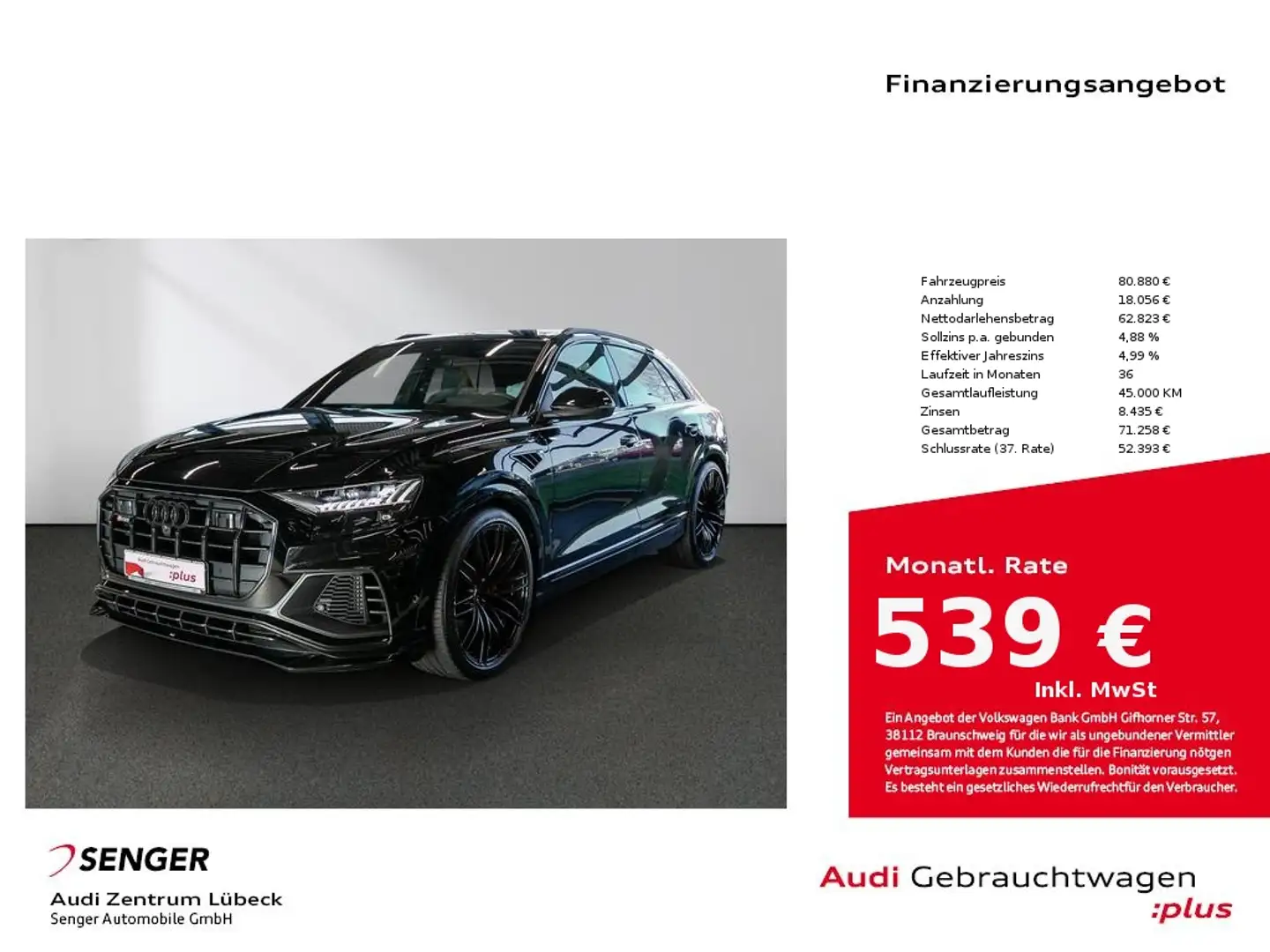 Audi SQ8 4.0TFSI quattro Pano Matrix Standh ABT-Optik Schwarz - 1