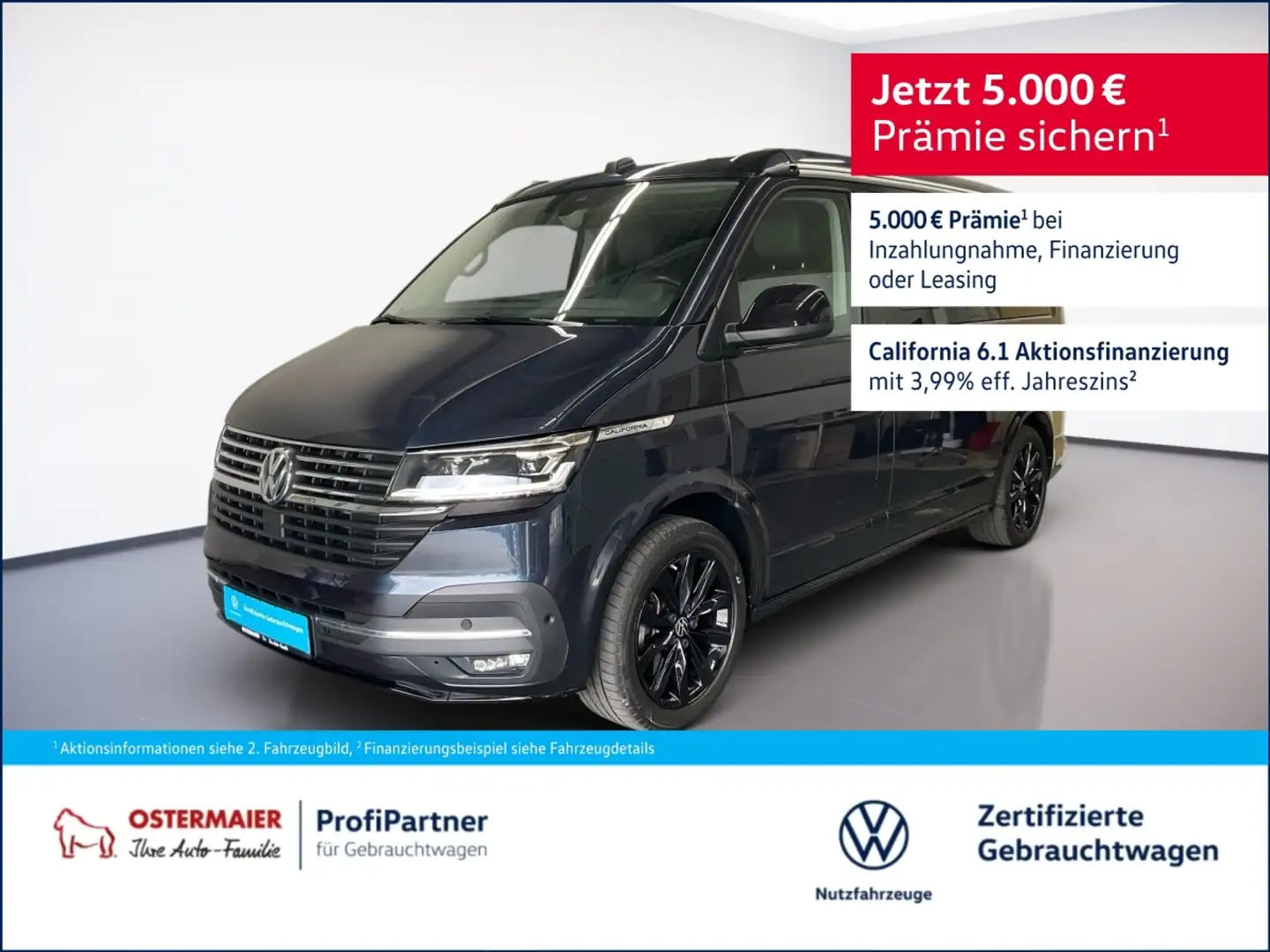 Volkswagen T6.1 California OCEAN 2.0TDI 204PS AHK.KAMERA.NAVI.LED.SHZG Blauw - 1
