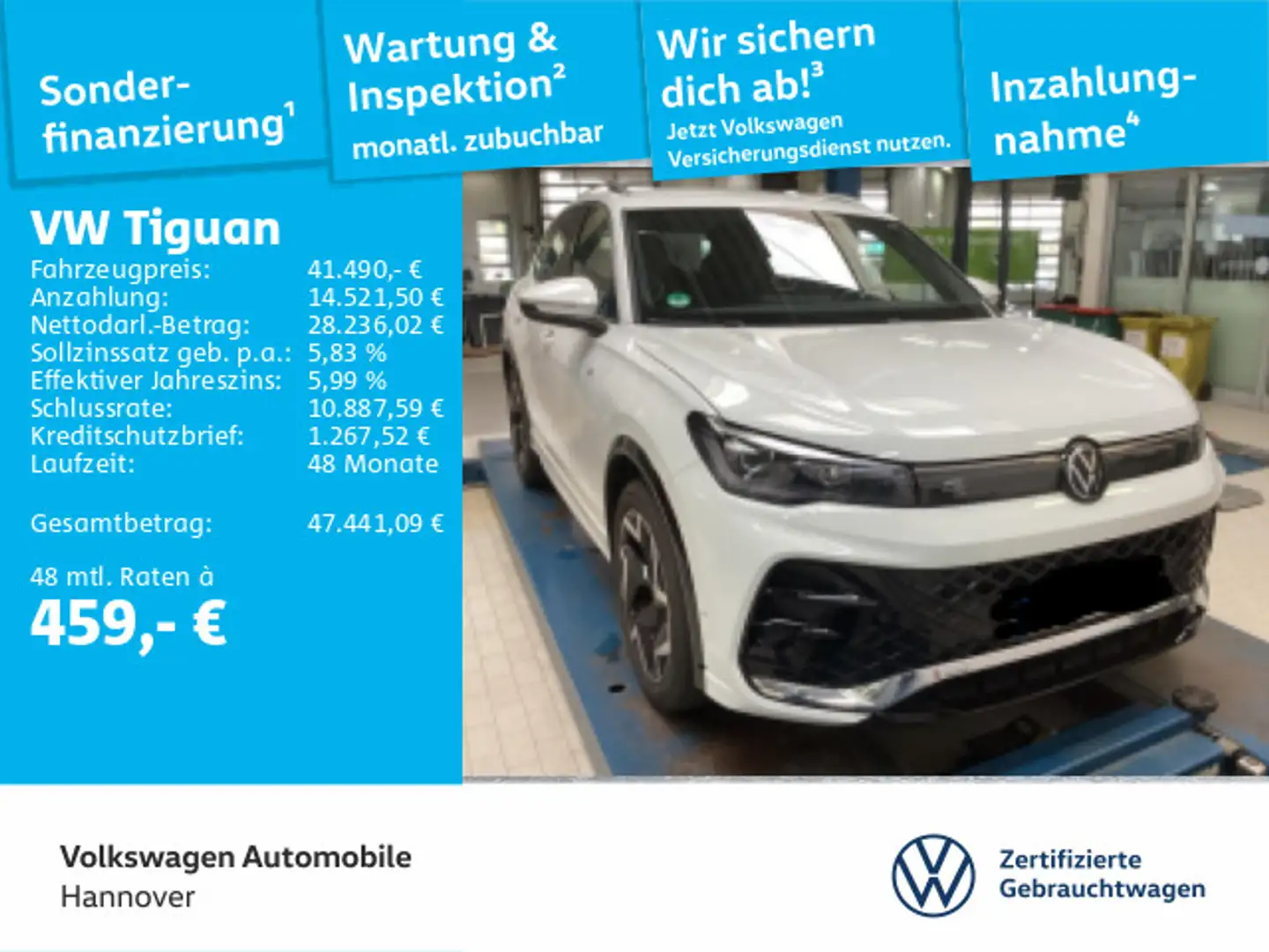 Volkswagen Tiguan R-Line 1.5 l eTSI DSG AHK ACC DigCockpit Weiß - 1
