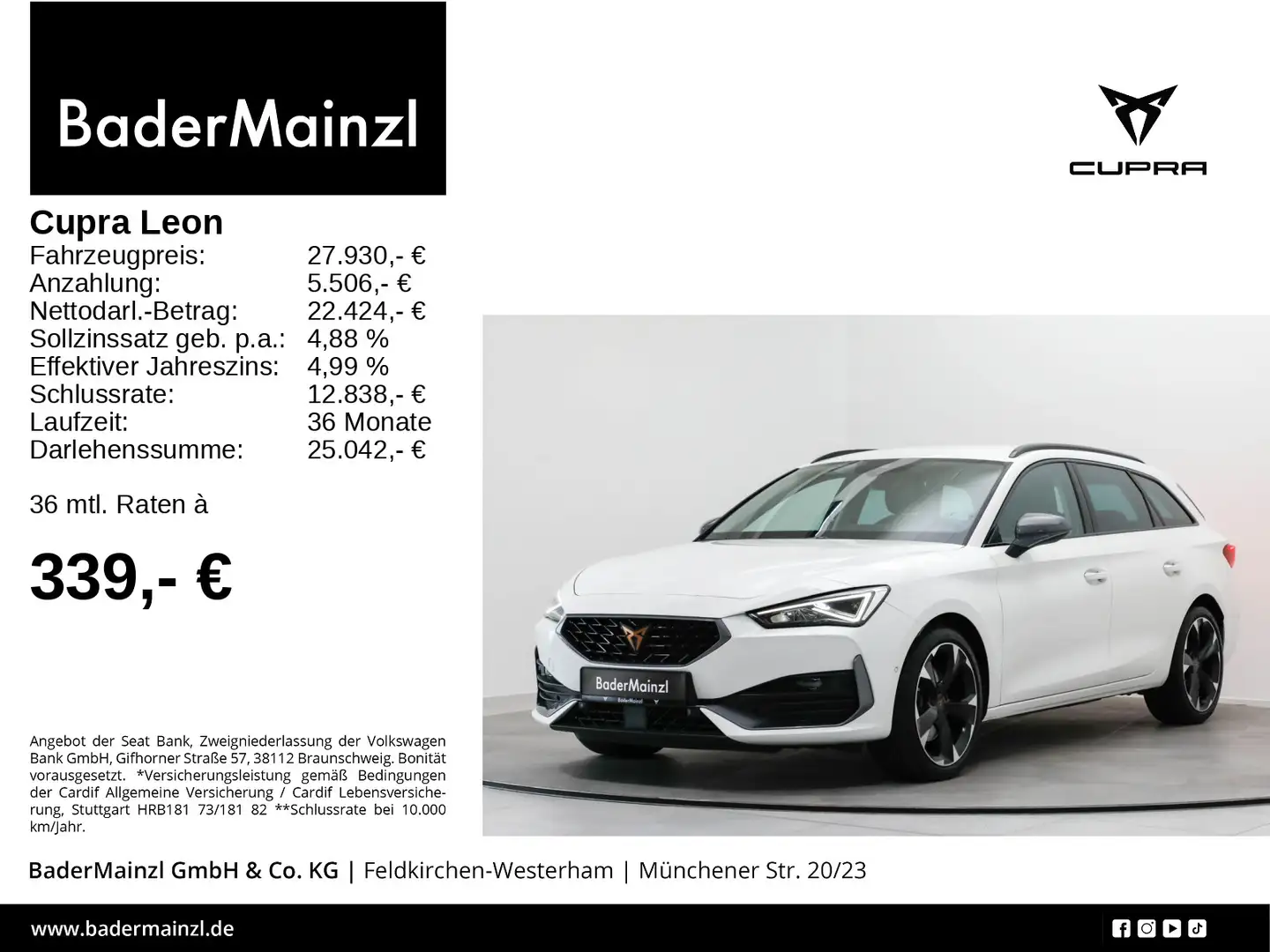 CUPRA Leon ST 2.0 TDI DSG Kamera Navi LED ACC Keyless Weiß - 1