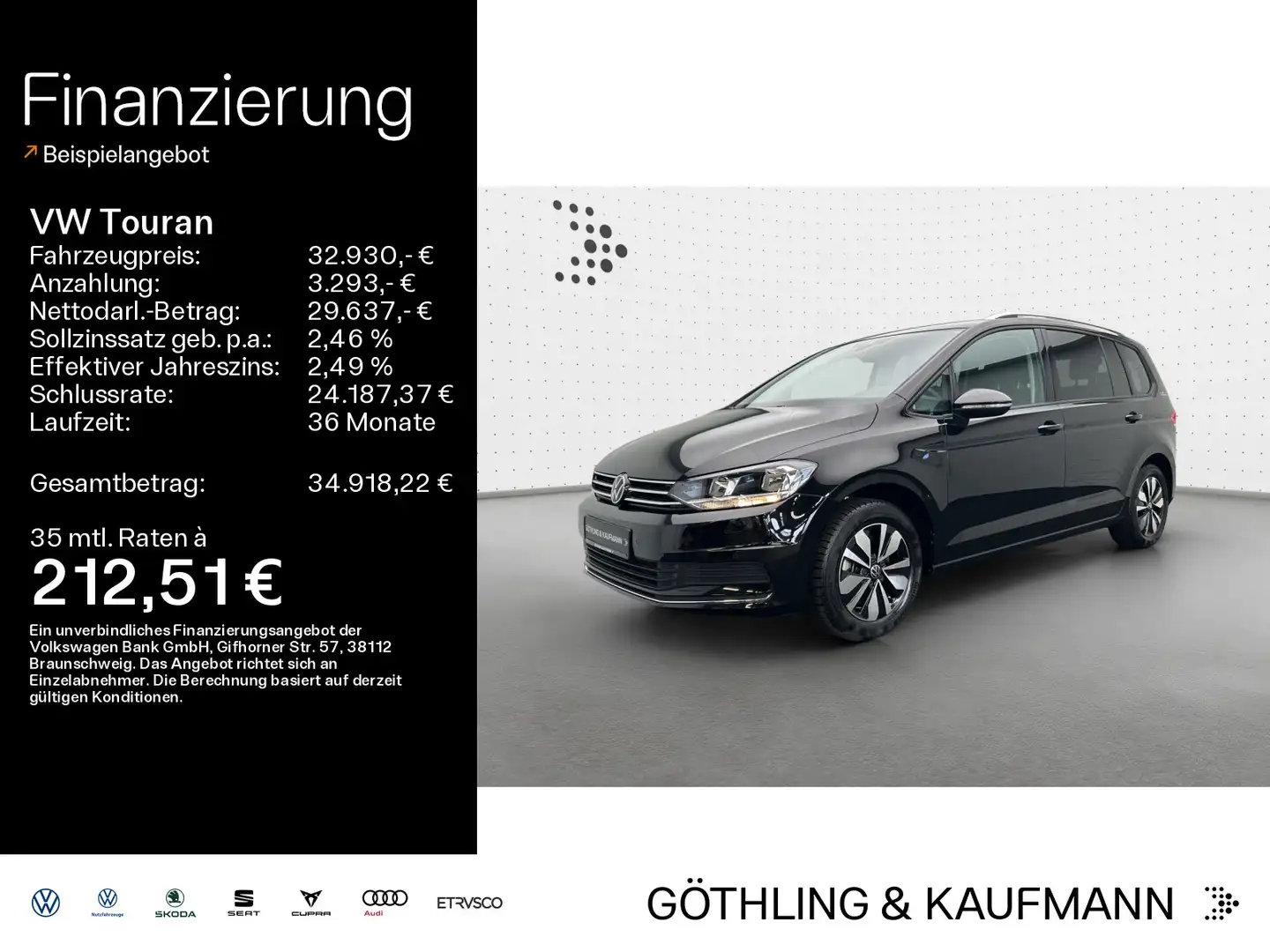 Volkswagen Touran Comfortline GOAL 1.5 TSI*NAVI*7Sitzer*KAM Schwarz - 1
