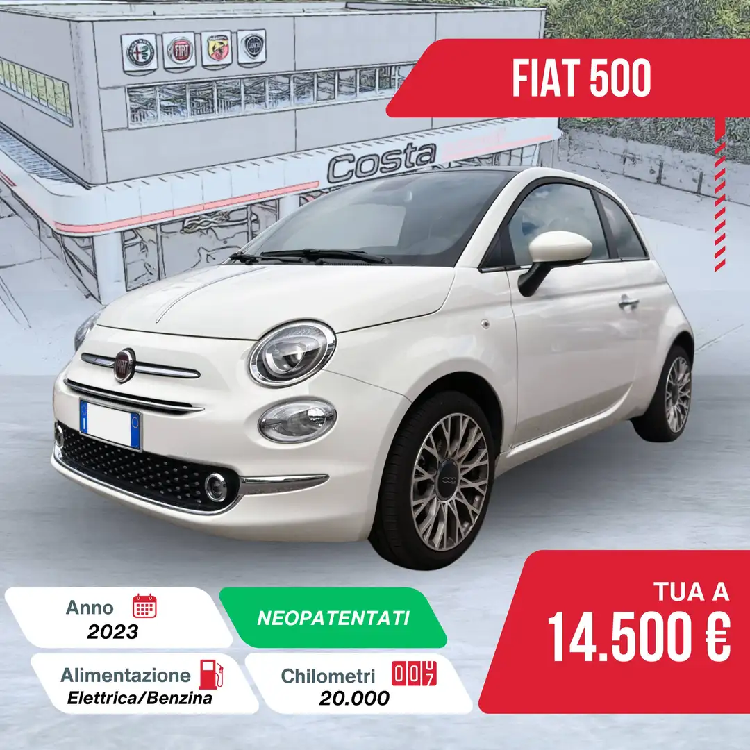 Fiat 500 1.0 FireFly Hybrid Dolcevita Weiß - 1