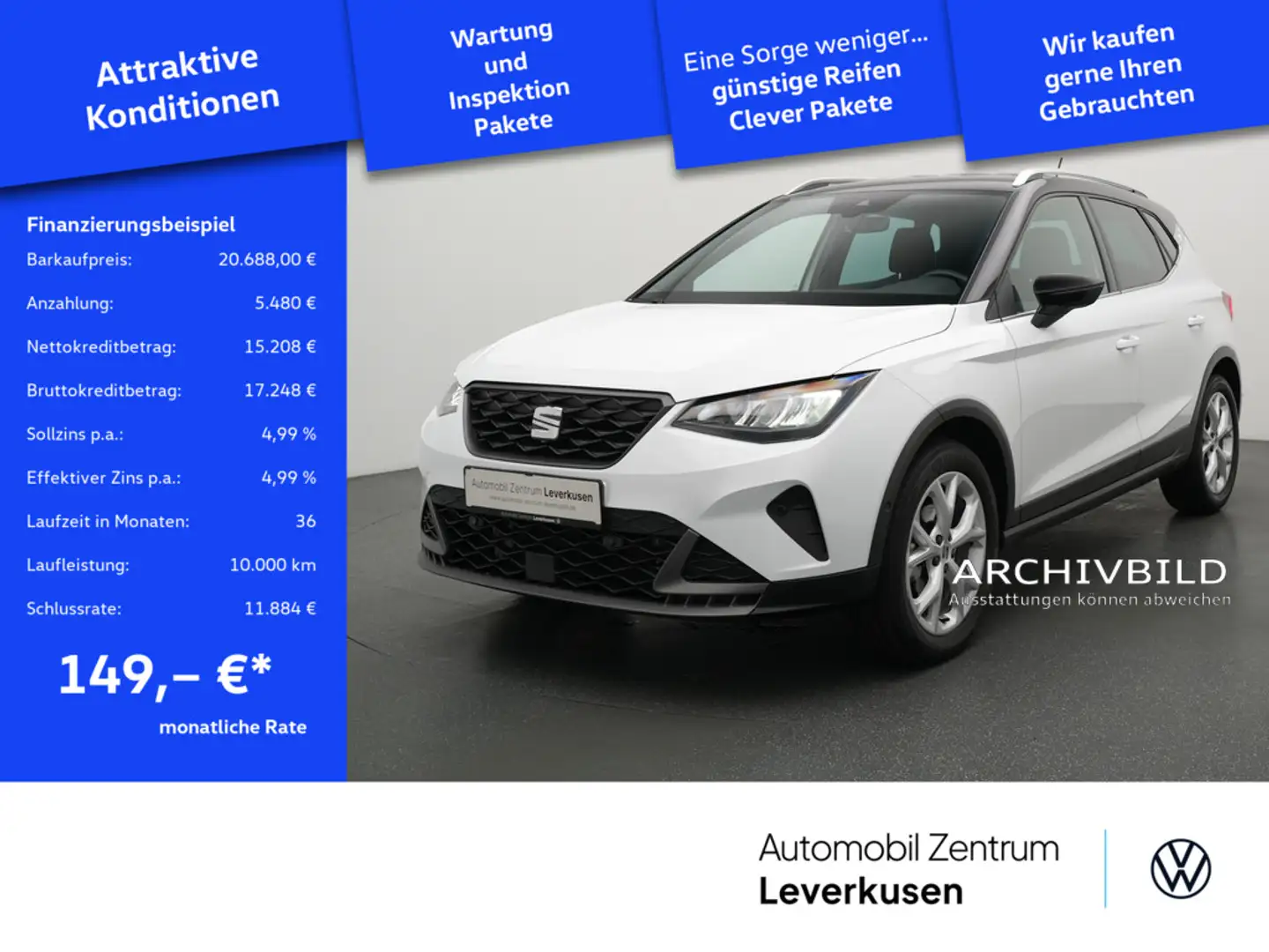 SEAT Arona FR KEYLESS CARPLAY ACC KAM LED SHZ PDC Schwarz - 1