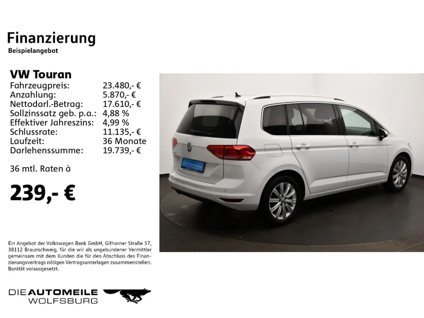Volkswagen Touran 1.5 TSI DSG Highline Rückfahrkam/Sitzh. v Weiß - 2