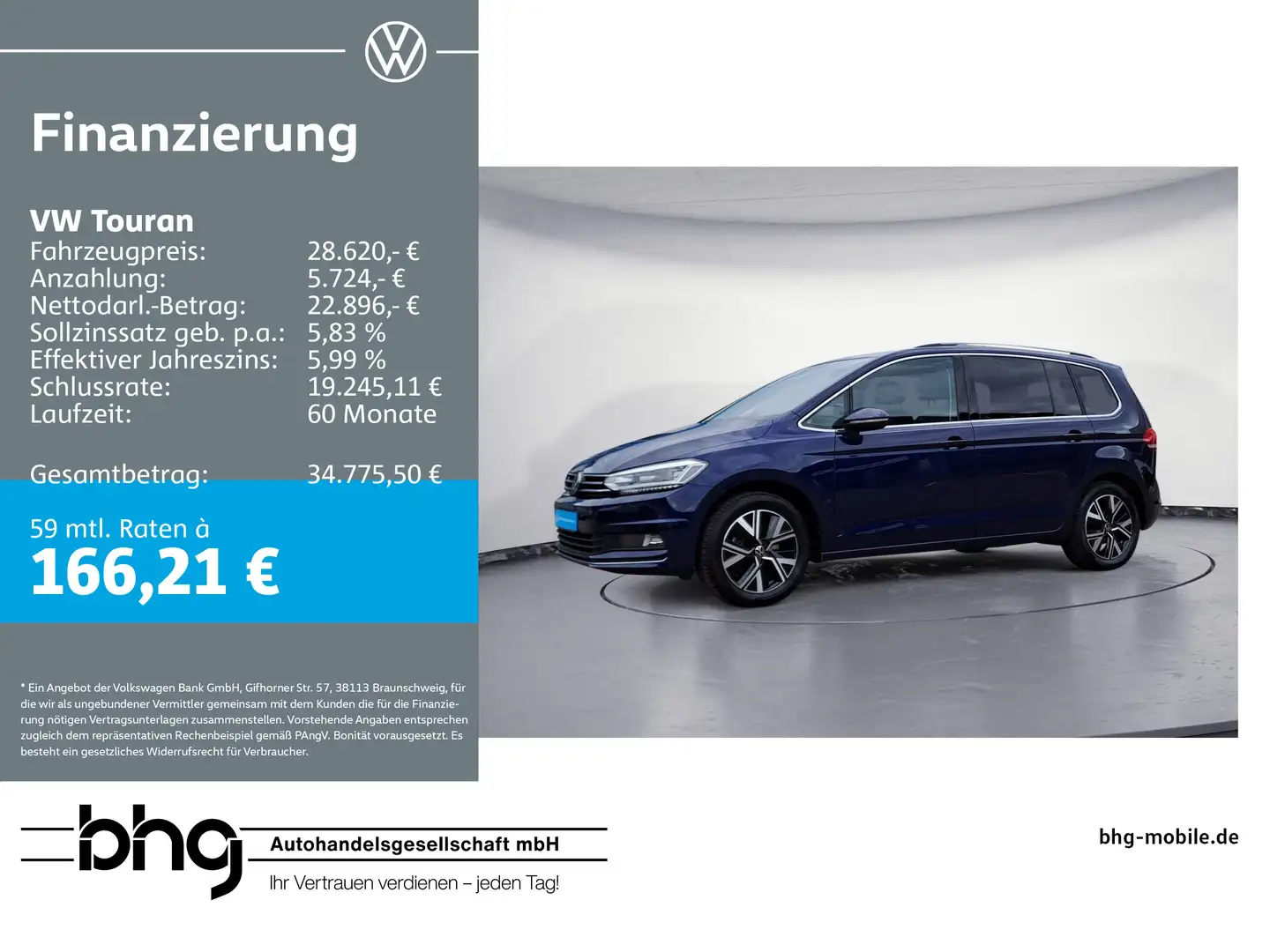 Volkswagen Touran 1.5 TSI ACT OPF Highline Navi Klima Bleu - 1
