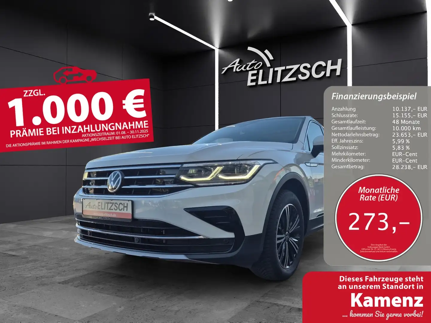 Volkswagen Tiguan TDI Elegance DSG 4M Matrix AID Pano ACC PDC SH 18" Weiß - 1