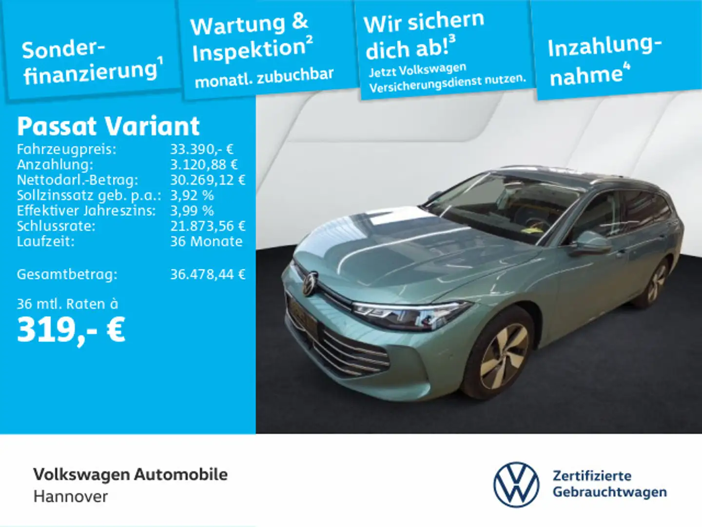 Volkswagen Passat Variant 1.5 eTSI DSG Business AHK ACC LED Grün - 1