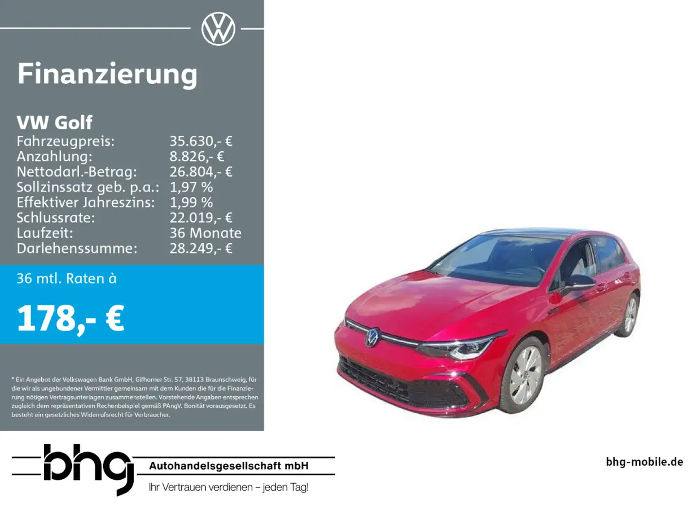 Volkswagen Golf 2.0 TDI SCR DSG R-Line Rot - 1