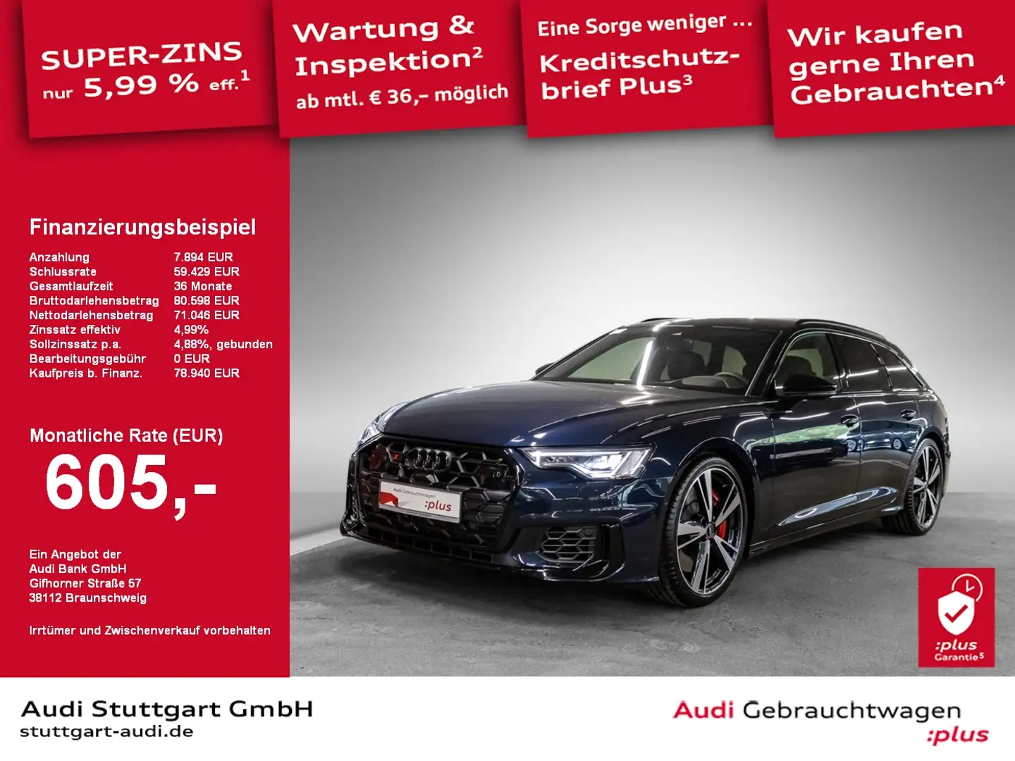 Audi S6 Avant TDI tiptronic AHK B&O AIR Matrix ACC VC Modrá - 1