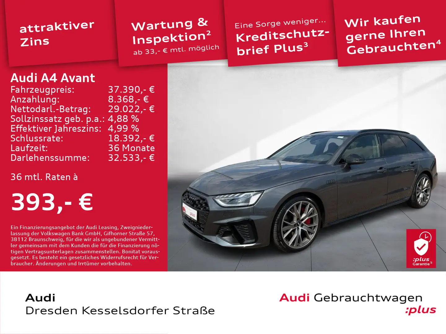 Audi A4 45 TFSI Q. S line edition  one Navi LED Grau - 1
