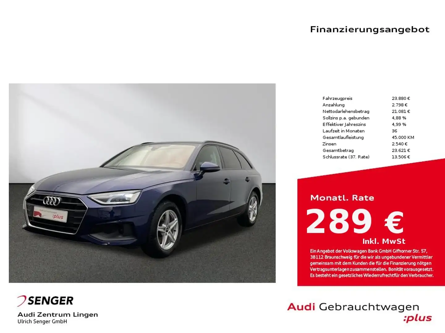 Audi A4 Avant 35 TDI MMI LED Kamera Audi connect Azul - 1