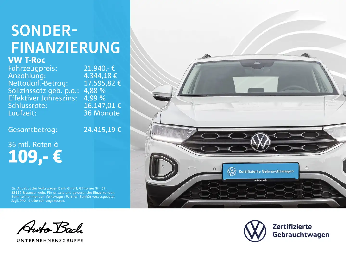 Volkswagen T-Roc 1.0 TSI Life, Navi, LED, App-Connect, Digi Weiß - 2