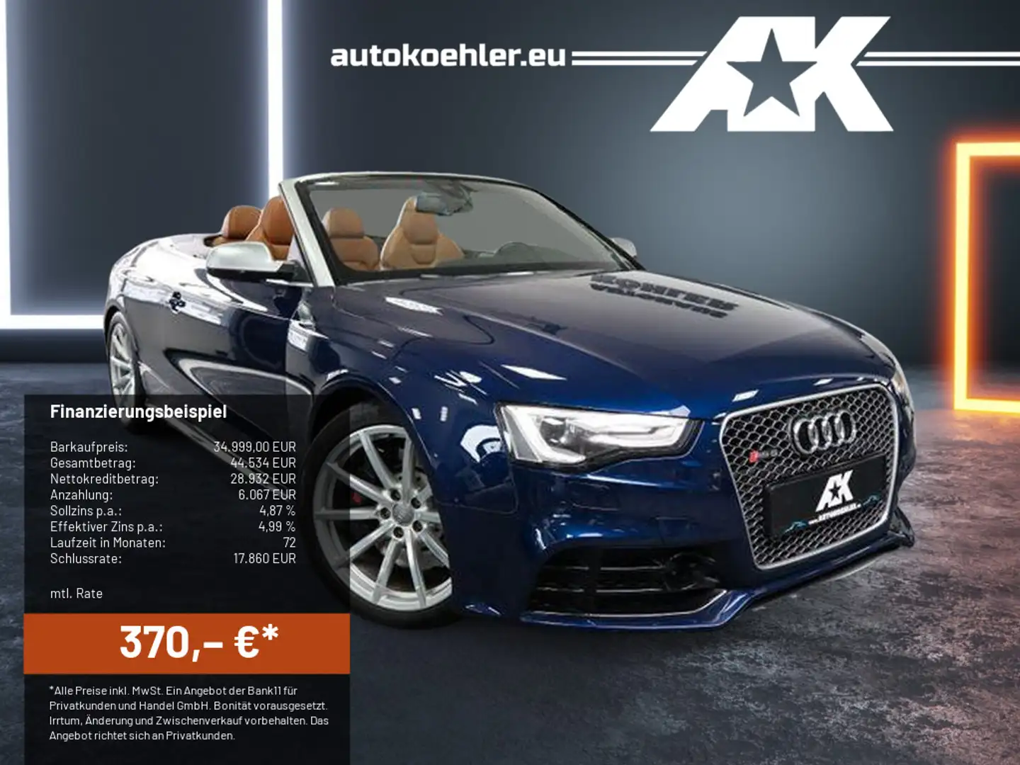 Audi RS5 Cabriolet 4.2FSI quattro B&O,MwSt Audi Excl. Kék - 1